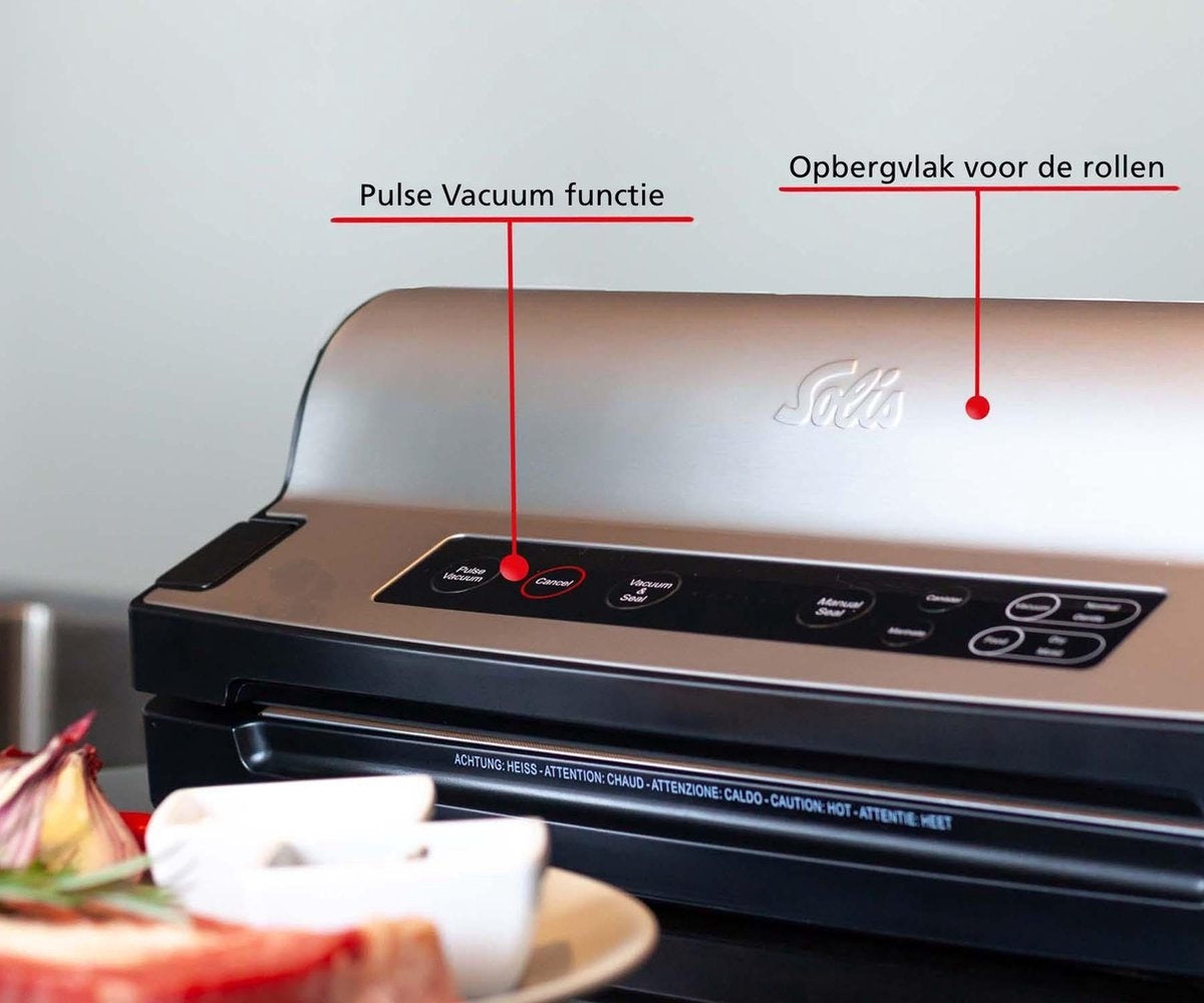Solis Vac Prestige 575 Vakuumierer - mit Marinierfunktion und Schlauchanschluss - Vakuumierer inklusive Vakuumbeutel und Folie - Grau