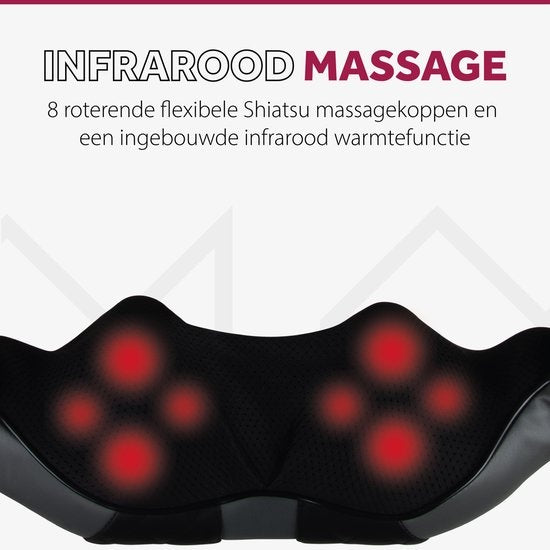 Northwall Shiatsu Massagekissen - Nackenmassagegerät - Infrarot-Wärmefunktion - Schwarz