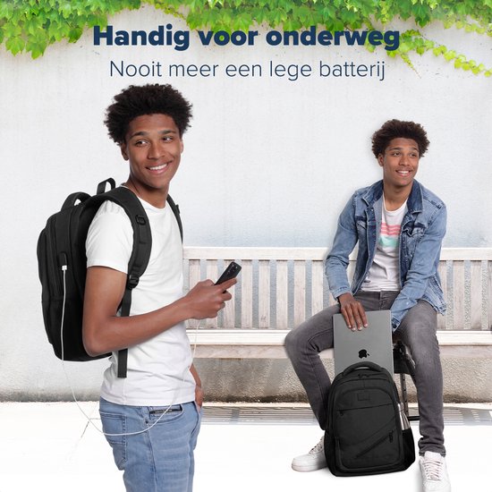 TRVLMORE Rucksack mit Lifetime - Rucksack mit 15.6 Zoll Laptopfach - Schultasche - Spritzwassergeschützt - Männer und Frauen - Jungen und Mädchen - 28L - Schwarz