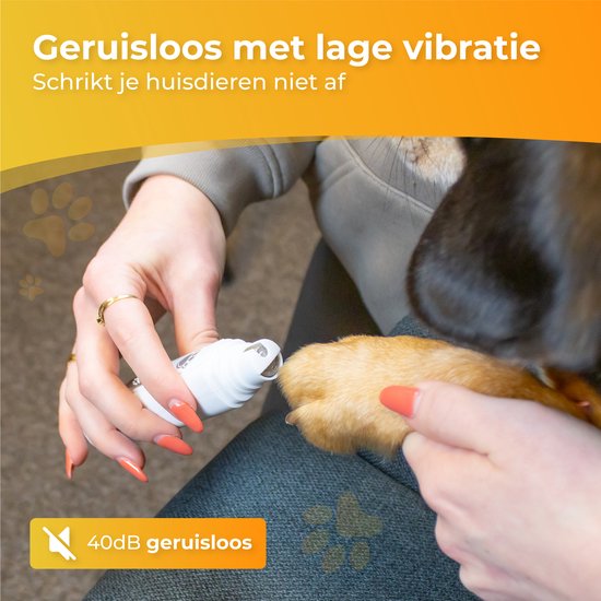 Nuvance - Elektrische Nagelfeile - für Hunde, Katzen und Tiere - Usb wiederaufladbar - Diamantfeilenkopf - kabellos - weiß