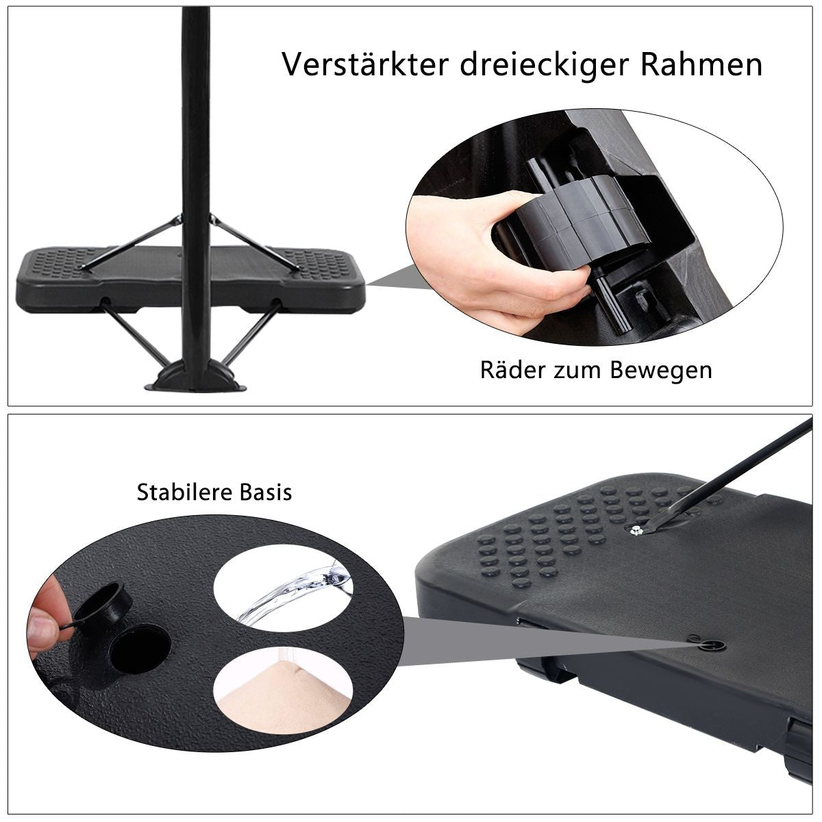 Coast Basketball Pole - Basketball Ring mit Ständer - 220-305 cm Höhe - Schwarz