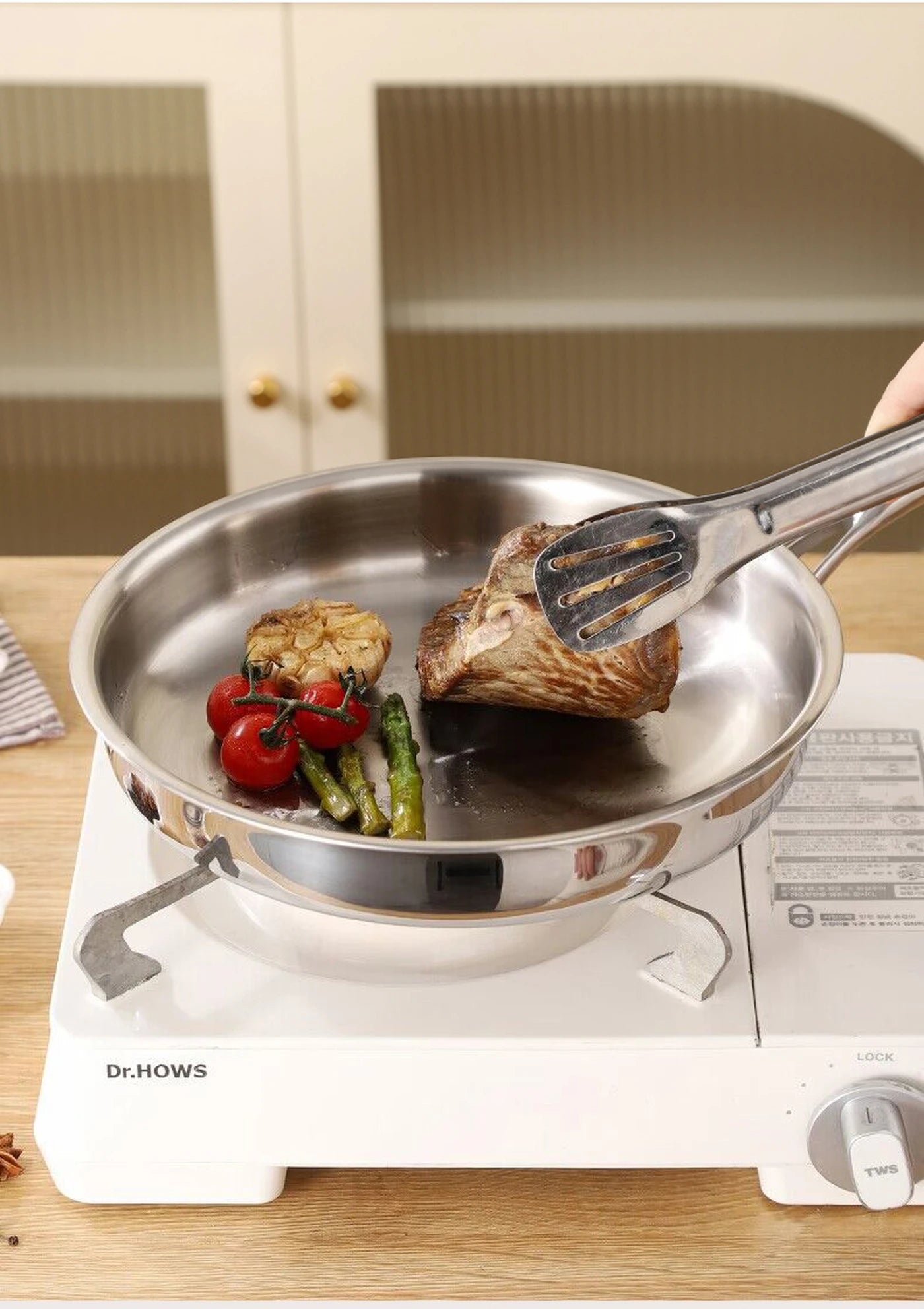 PURECOOK Tri-Ply-Edelstahl-Bratpfanne 28 cm – Edelstahl 304 – Silber – Für alle Herdarten geeignet