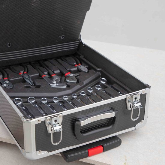 ALDORR Tools – 152 - Teiliges Werkzeugset im Koffer – Werkzeugkasten – Gefüllter Werkzeugkoffer – Werkzeugkiste – Schraubendreherset – Aluminium – Handwerkzeug – Basiswerkzeug – Mit Drehmomentschlüssel mit Ratsche – Geschenk für Männer - Einweihungsgesche