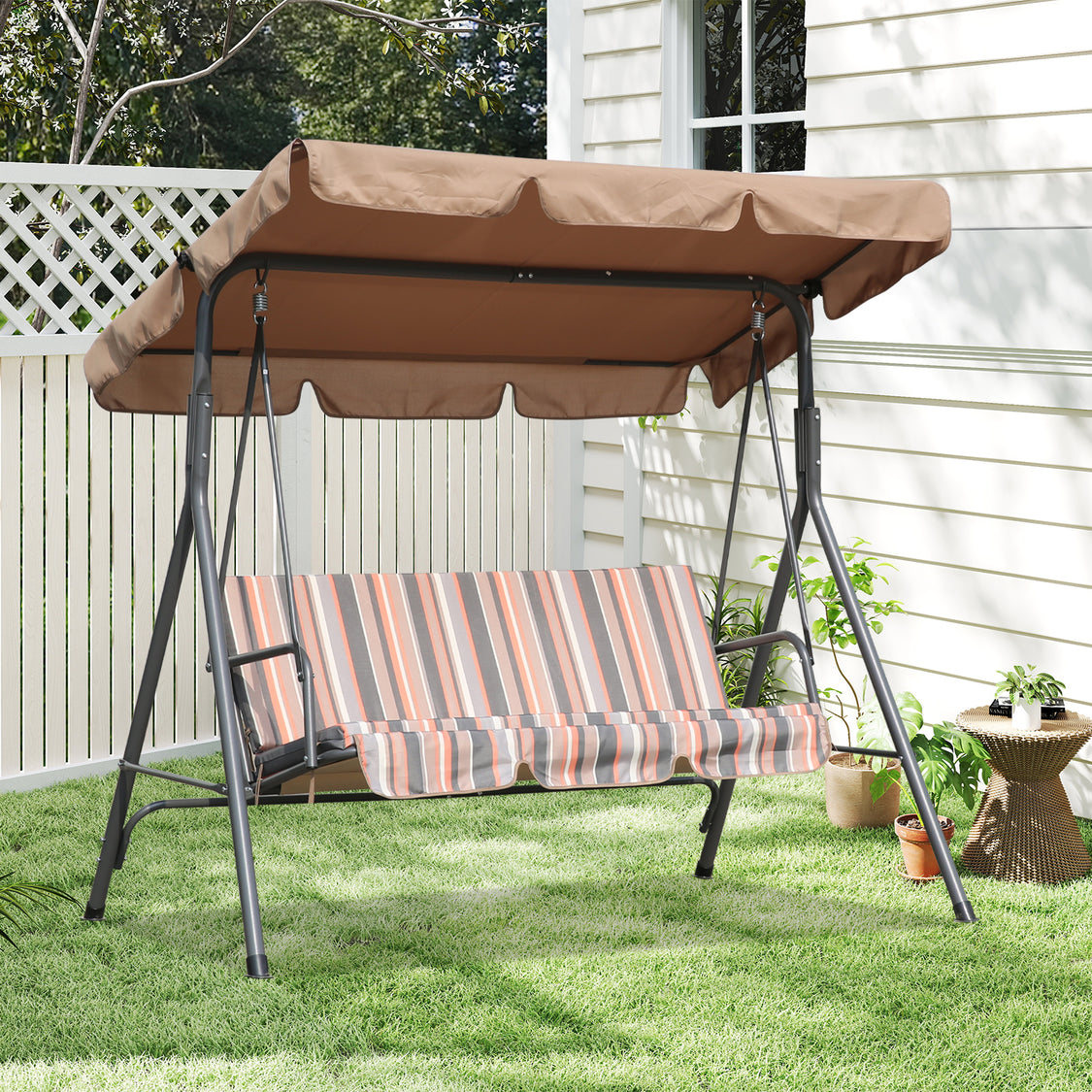 Angel Living Gartenschaukel 3-Sitzer – mit verstellbarem Sonnendach – Grau – 169 x 110 x 151 cm
