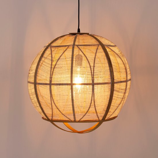 Mica Decorations Pella Pendelleuchte - H44 x Ø45 cm - Leinen - Beige