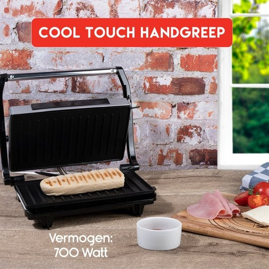alpina Kontaktgrill - Toastgerät - Antihaftbeschichtung - 700W - Edelstahl/Schwarz