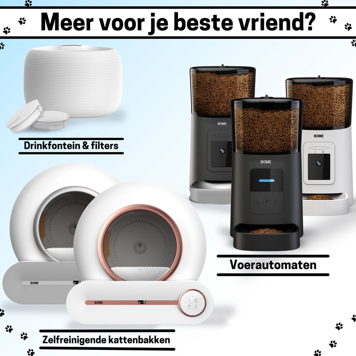 BOME Trinkbrunnen - Katzenbrunnen - 2,5 Liter - Trinkbrunnen Katze und Hund - Wasserbrunnen Katze - automatische Spülung