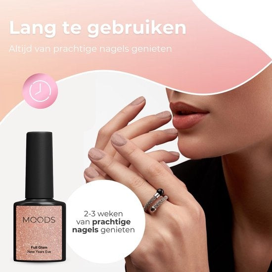 Moods Gellac 6-teiliges Set - Gel-Nagellack - 15ML - Inklusive Nagelfeile und Bokkepoot - Silvester - Glitter Gellac - Nägel - Gellac Starter Pack - Glitter Farben