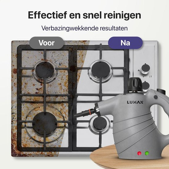 LUMAN 16-in-1 Dampfreiniger C1 - Handdampfreiniger - Handdampfer - Küche, Bad & Sofa reinigen - Fleckenreiniger - 1050 Watt - 450 ML - Grau