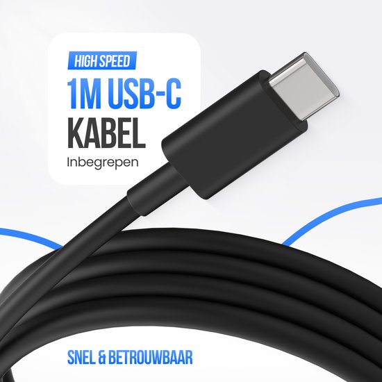 Strex USB-C & USB-A Schnellladegerät 25W - GaN-Ladegerät mit PD 3.0 & QC 3.0 - inkl. USB-C Kabel - Schwarz