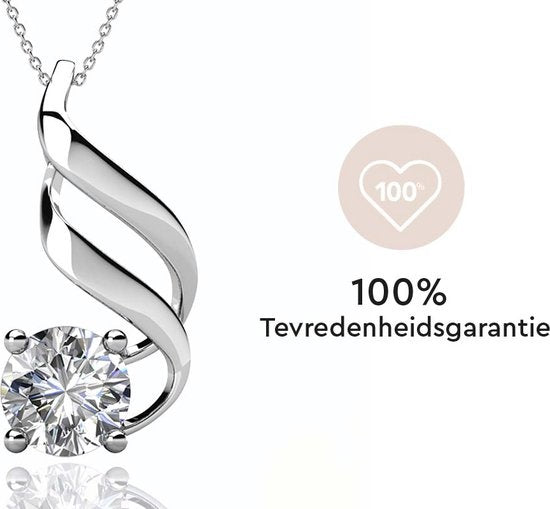Yolora Damen Halskette mit Kalpa Camaka Kristall Anhänger - Farbe Silber - 18K Weißgold plattiert - Geschenkbox - Muttertagsgeschenk