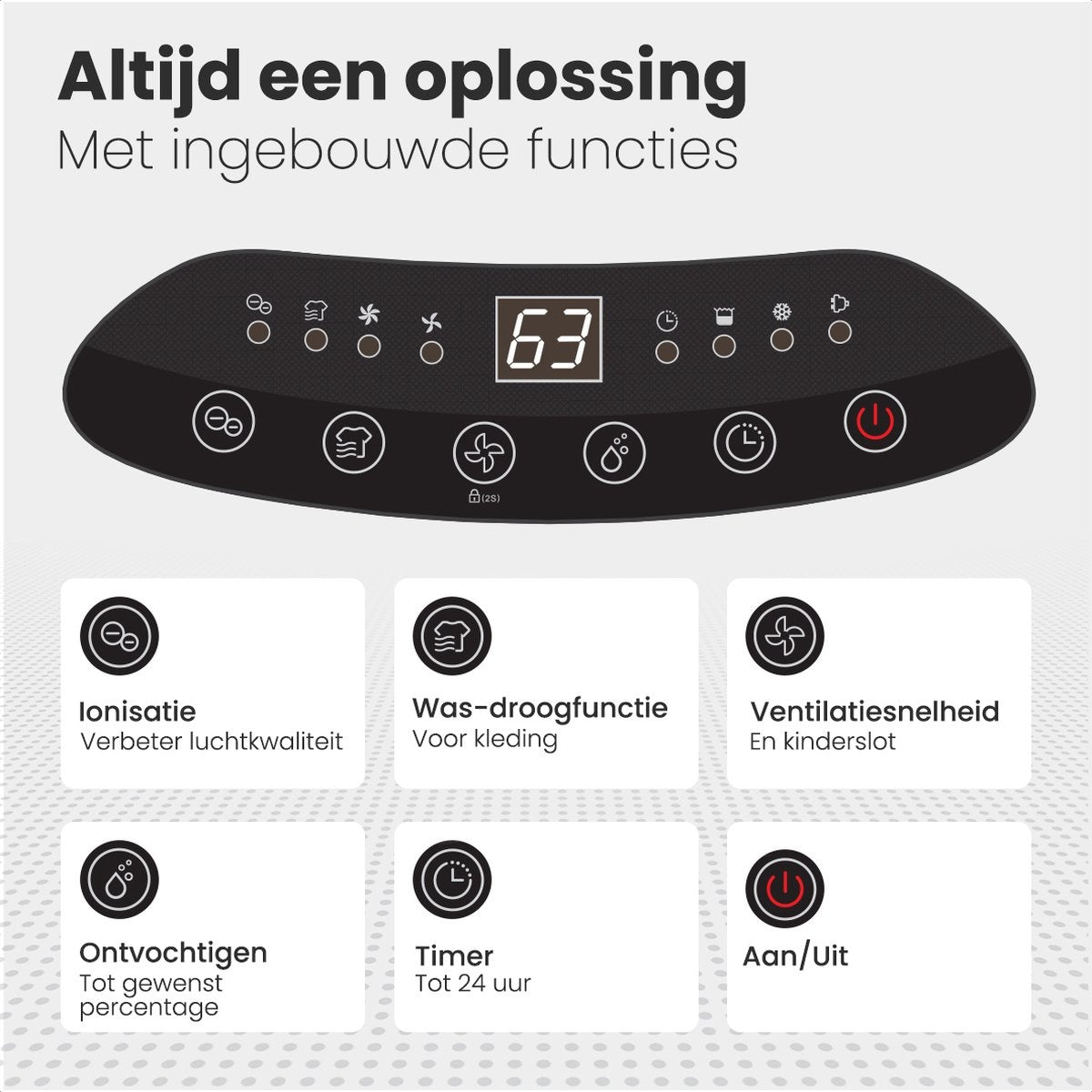 Auronic - Luftentfeuchter und Luftreiniger - Entfeuchtet 20 l pro Tag - Wash-Dry-Funktion - Weiß