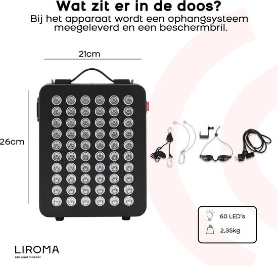 LIROMA® Rotlichttherapie - 2 Wellenlängen - Timer - LED-Infrarotlampe - Infrarottherapie - Rotlichttherapie - Kollagenlampe - Fibromyalgie - Lichttherapie