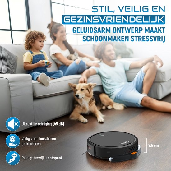 Powell Staubsauger Roboter - Staubsauger Roboter mit Wischfunktion - Staubsauger Roboter mit Ladestation - Staubsauger Roboter - Wischroboter - Schwarz