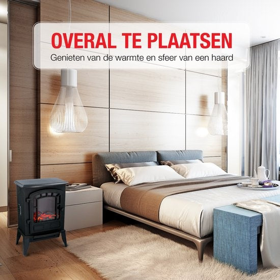 Classic Fire - Elektrischer Kamin - LED Flammen - 2000W - CE zertifiziert - Schwarz