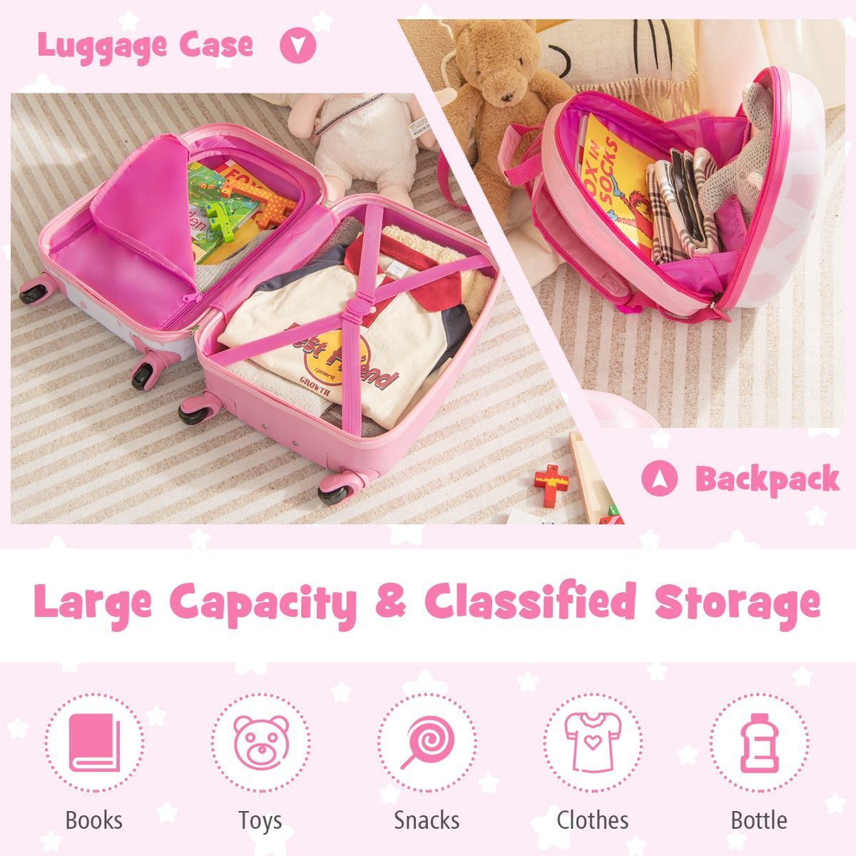 Coast Kinderkoffer mit Rucksack - 2-teilig - 32 x 22 x 40 cm - Einhorn