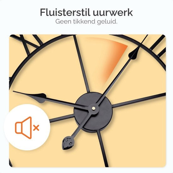Goliving Wanduhr - Geräuschloses Uhrwerk - Metall - Ø 40cm - Schwarz