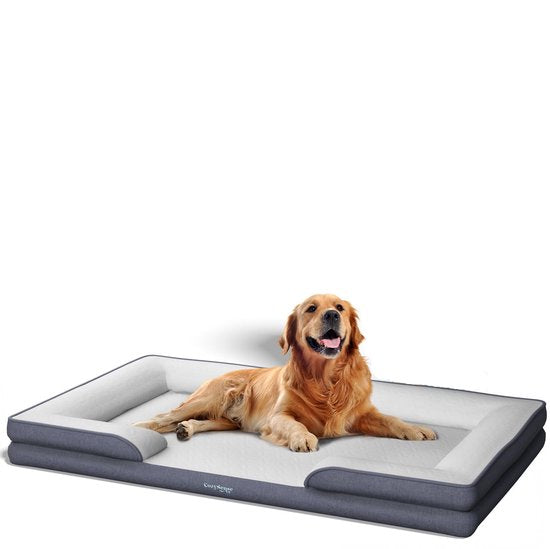CozySense® Orthopädisches Hundekörbchen 100 x 70 cm - Größe XL - Wasserdichtes Hundebett mit waschbarem Bezug - Geeignet als Sitzkissen - Weiß