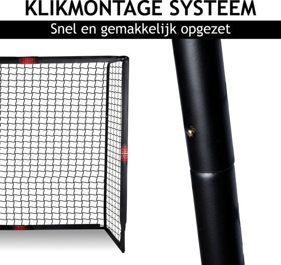 Dunlop Voetbaldoel - Voetbal Goal 240 x 160 x 85 cm - Voetbalgoal Groot - Buitenspeelgoed voor Kinderen en Volwassenen - Snelle Montage - Voetbal Training Doel - Metaal - Zwart/ Rood