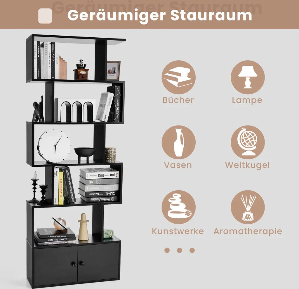 Cost - Bücherregal - Holz - Schwarz - 70x23x183 cm