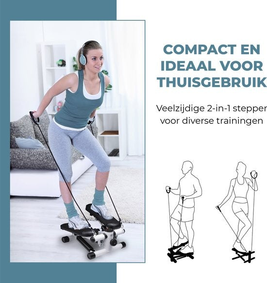 Umbro Stepper Fitness - Heimtrainer - Stepper mit Widerstandsbändern - Elektrische Anzeige - Schwarz/Weiß