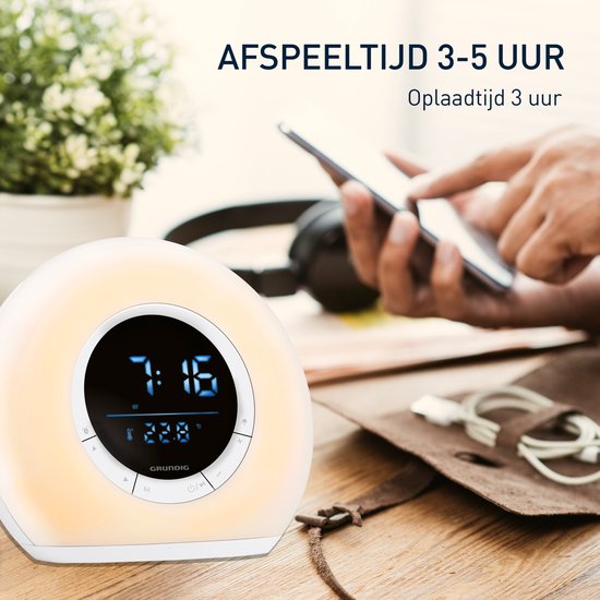 Grundig Wake-Up Lichtwecker - Digitaler Wecker mit Radio und Bluetooth - Lichtwecker mit LED-Anzeige - Wecklicht - Weiß