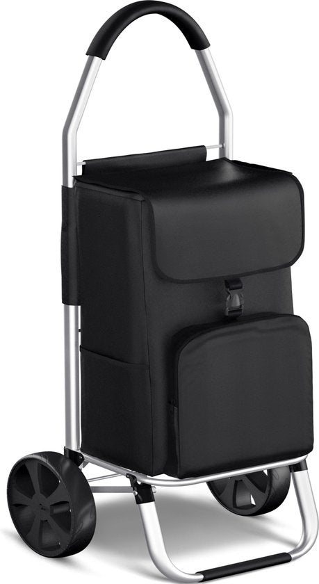 Avalo - Einkaufstrolley - mit Kühlfach - Zusammenklappbar - Herausnehmbare Einkaufstasche - Schwarz