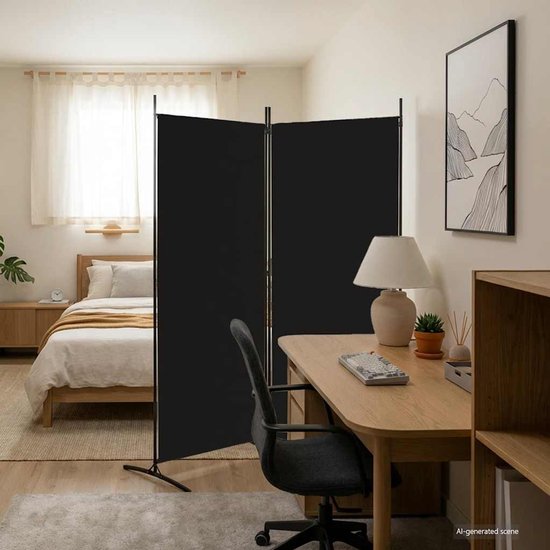 vidaXL – Raumteiler – mit – 2 – Paneelen – 175 x 180 – cm – Stoff – schwarz