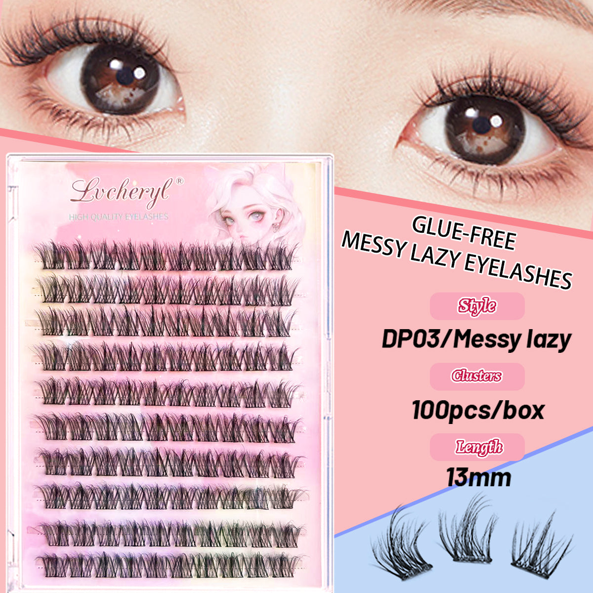 Lvcheryl Premium Wimpern-Kombi-Set – 10 Reihen selbstklebende Wimpern