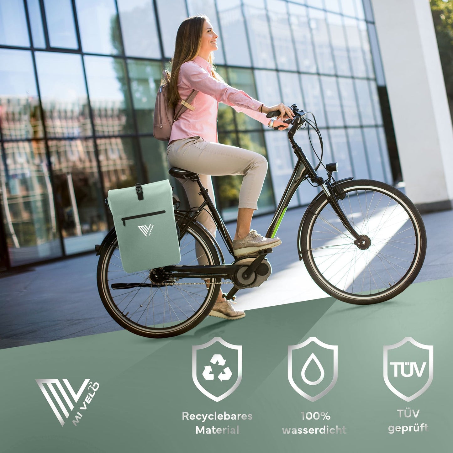 MIVELO 3-in-1 Packtasche - Wasserdicht - Mit Schultergurt - 25L - Mint