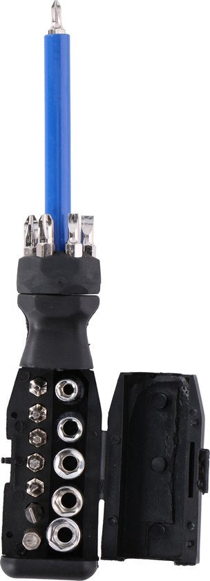 Kinzo Multibit-Schraubendreher - Multi-Schraubendreher - mit Bits und Steckschlüsselsatz - Teleskopmagnet - 20-teilig