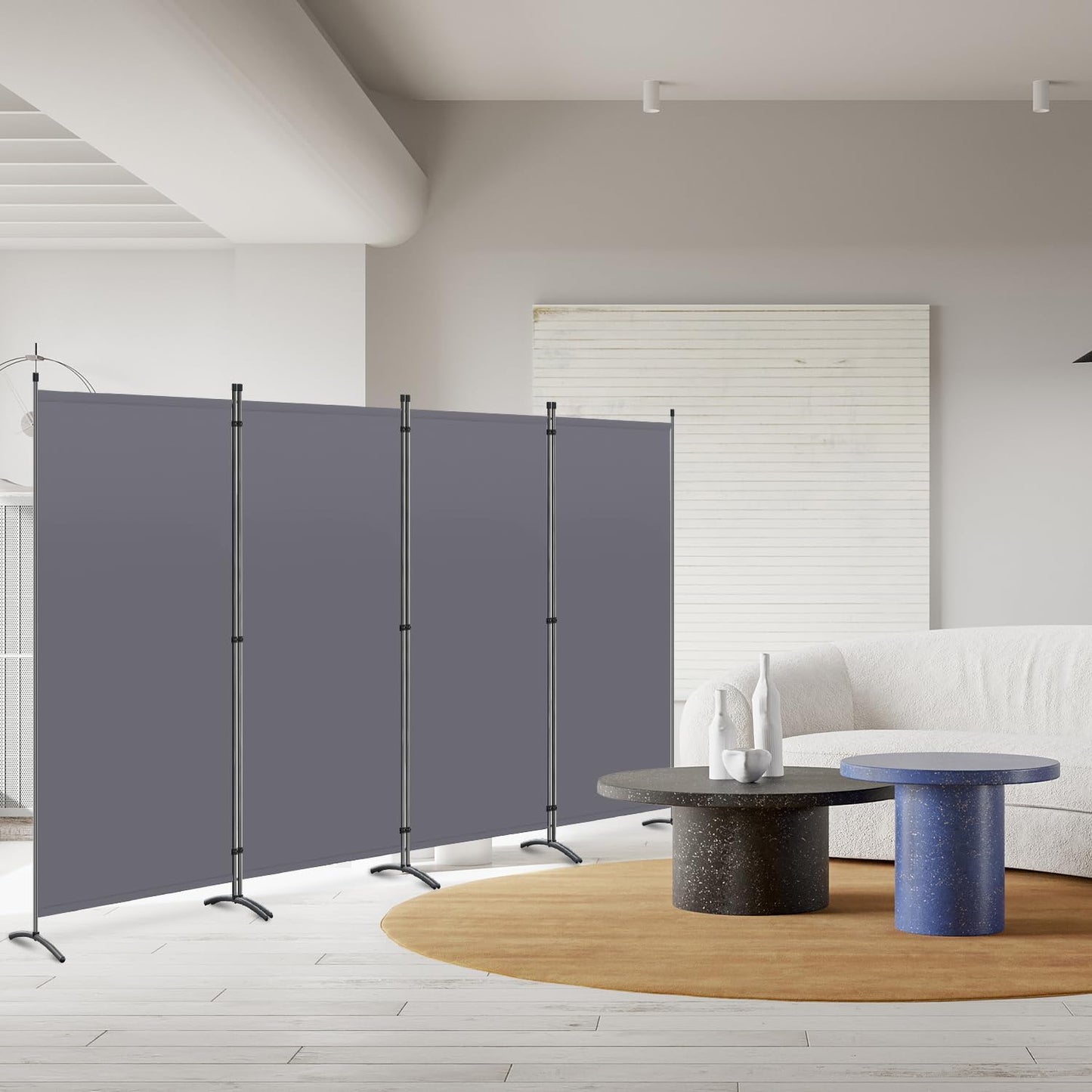 Angel Living Paravent 4-teilig - Faltwand 324 x 170 cm - Unsichtbarkeitsschutz für drinnen & draußen (Garten, Wohnzimmer, Schlafzimmer, Büro) - Grau