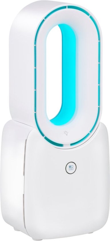 Lifetime Air Bladeless Fan - Leiser Ventilator mit drei Geschwindigkeiten - Kabelloser Tischventilator - Tischventilator mit LED-Stimmungslicht - USB-C wiederaufladbar - Kompaktes Design - 5W - Weiß