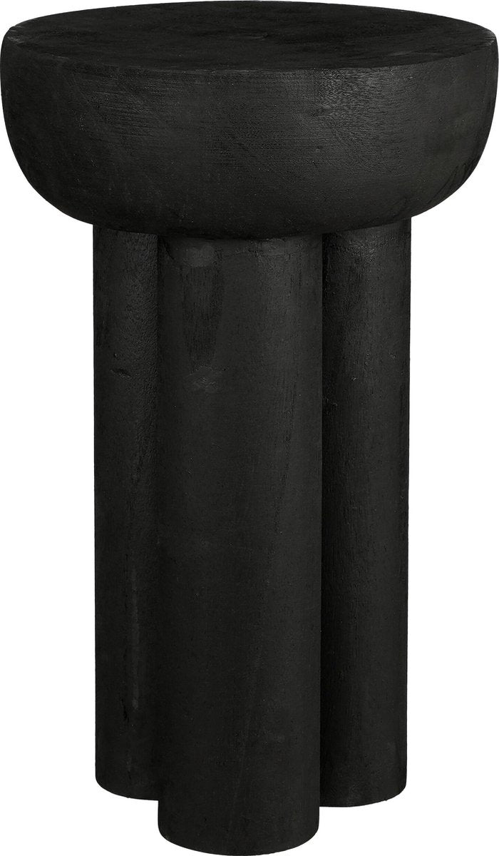 Mica Decorations Latty Beistelltisch - Ø30 x H50 cm - Massivholz Paulownia - Schwarz - Industriedesign