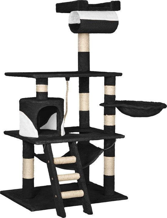 tectake Stokely Kratzbaum - 141 cm - Schwarz/Weiß