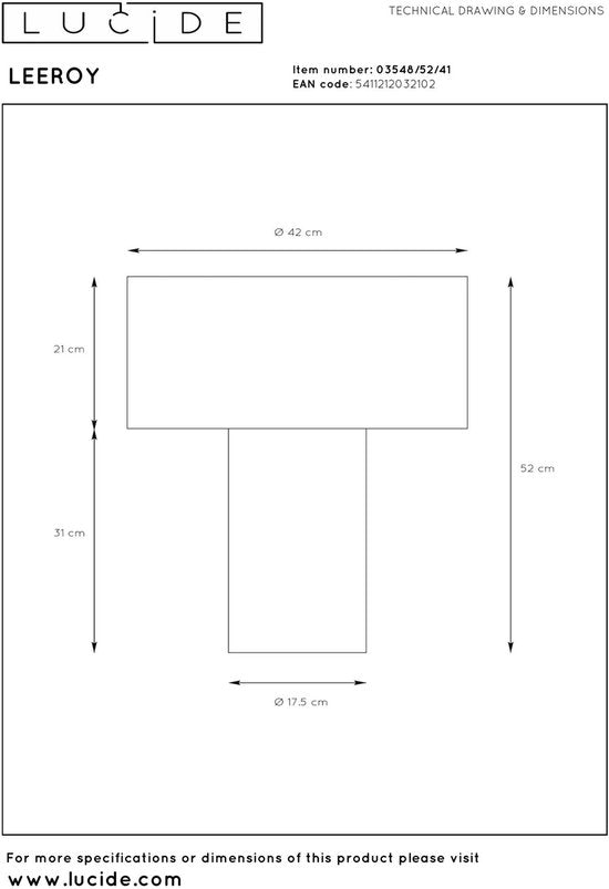 Lucide LEEROY – Tischlampe – 1xE27 – Taupe – Japandi