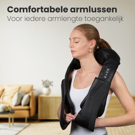 Auronic Shiatsu-Massagekissen - Elektrisch - Kabellos - Nacken und Schulter - Infrarot - inklusive Tragetasche - Schwarz