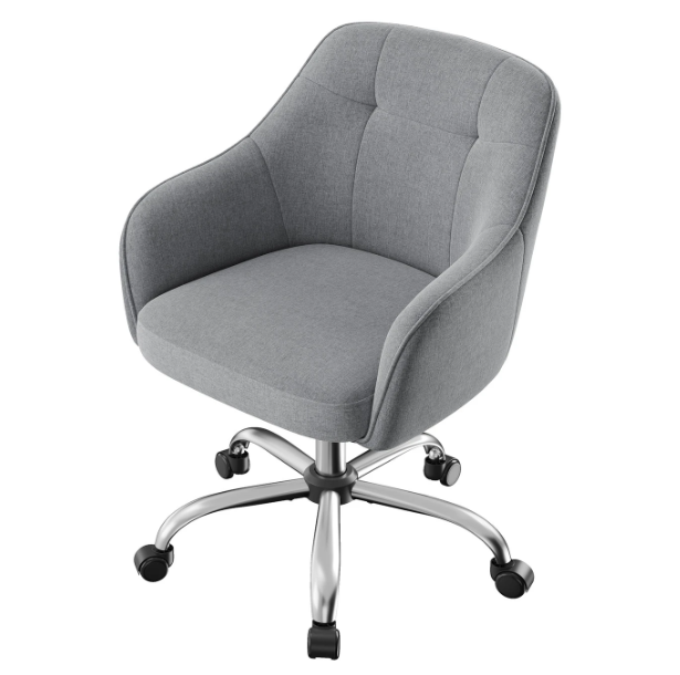 JOYFURNOS Drehstuhl, grau, Leinenoptik, höhenverstellbar (86–96 cm)