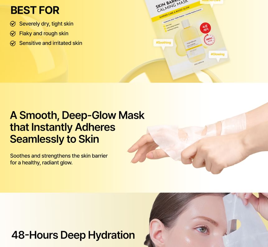 Ongredients Skin Barrier Calming Mask Set – Beruhigende, feuchtigkeitsspendende Gesichtsmaske mit Ceramiden und 5-lagiger Hyaluronsäure
