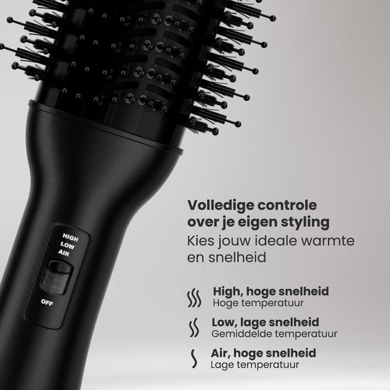 Auronic 4-in-1 Haartrocknerbürste - Airstyler - Kämme - Styles - Locken - Föhnen - 37 mm Lockenbürste - 360 Grad Luftstrom - Schwarz/Schwarz