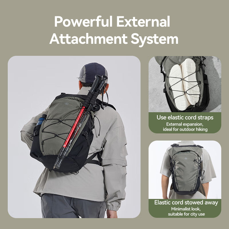 J.ZAO ochama×J.ZAO Sportserie Wanderrucksack für den Outdoor-Einsatz, 25 l, atmungsaktive Rückenstütze, wolkiges Grün