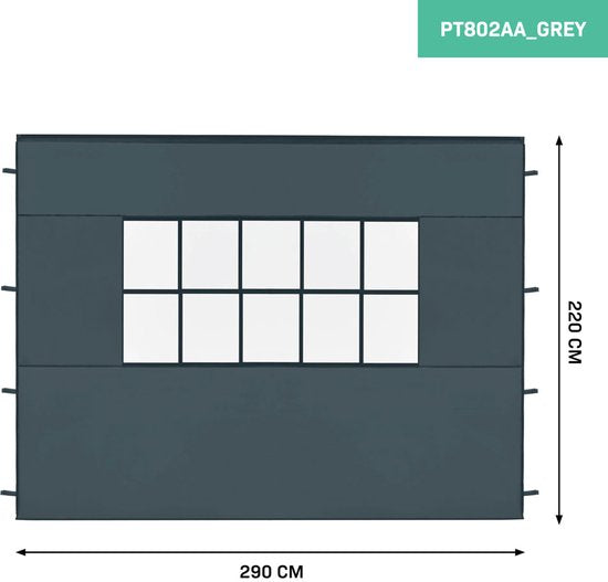 VONROC Seitenwandset - Für Premium Partyzelt PT501XX - Wasserdicht - 50+ UV Schutz - Grau