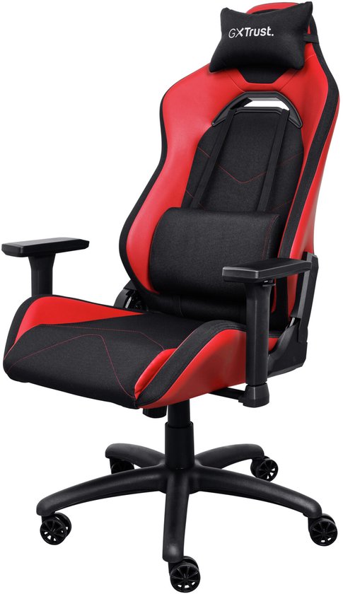 Trust GXT 714R Ruya – Ergonomischer Gaming-Stuhl – 3D-Armlehnen – Atmungsaktiver Stoff und PU-Leder – Bis zu 150 kg – Rot