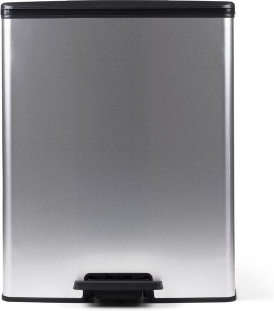 Curver Decobin Duo Mülleimer – 26 l + 26 l – rechteckig – Silber-Metallic