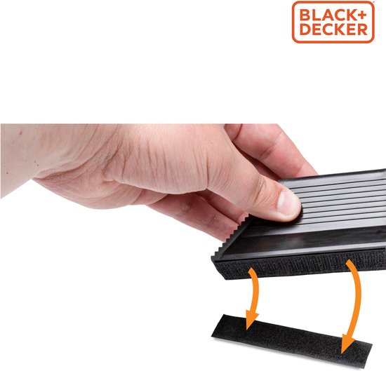 BLACK+DECKER Gepäckhalter-Set, 6-teilig – Kofferraum-Organizer – für Koffer, Umzugskartons, Einkäufe und mehr – Ladungssicherungen – Gepäckklemmen – Kunststoff – Schwarz