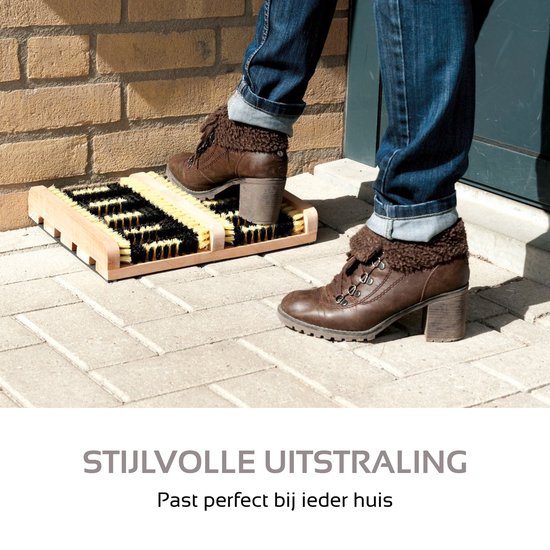 Fußbürste mit Bürsten - für Stiefel und Schuhe - Holz - Anti-Rutsch
