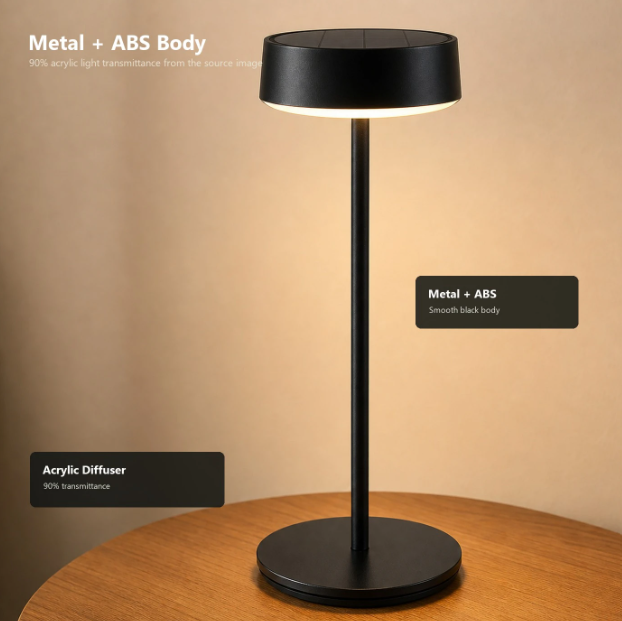 Arlgsite Solar-Tischlampe – kabellos – über USB-C aufladbar – dimmbar – 3 Lichtmodi