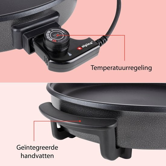 alpina Elektro-Geschirrspüler - Party-Pfanne - Antihaftbeschichtung - 1500 W - Temperaturregler - Ã˜ 40 cm