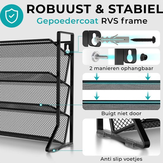 Soothe Gewürzregal stehend und hängend für 24 Gewürzdosen - 4 Lagen - Gewürzorganisator - Gewürzregal - Gewürzregal - Schwarz
