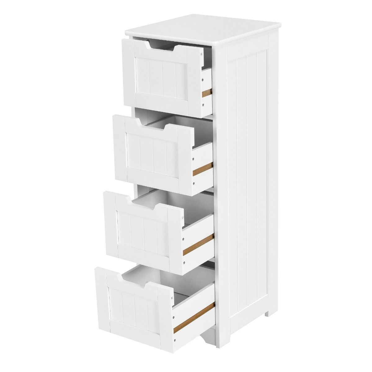 Coast Floor Storage Cabinet Badezimmerschrank mit 4 Schubladen 30 x 30 x 83,5 cm Weiß - Freistehender Nachttisch und Beistelltisch für Wohnzimmer, Schlafzimmer, Küche und Büro